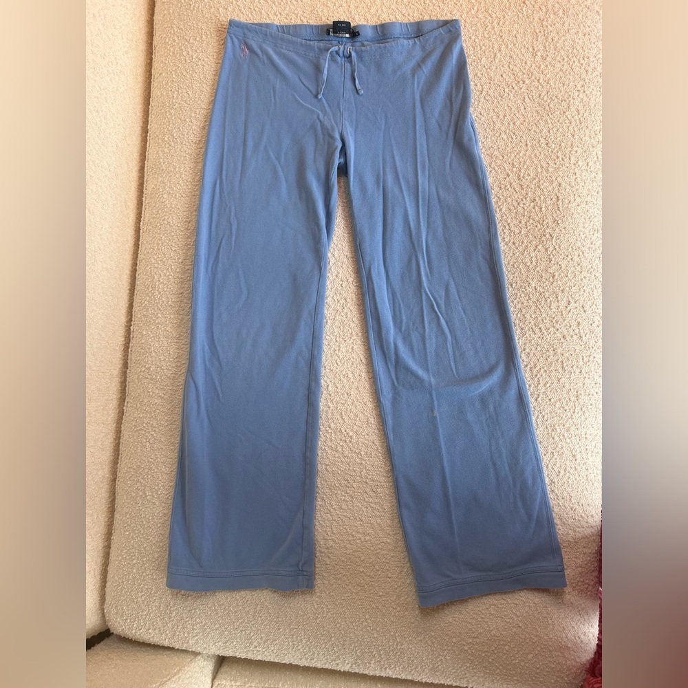 Ralph Lauren drawstring pants light blue cotton polo fabric
